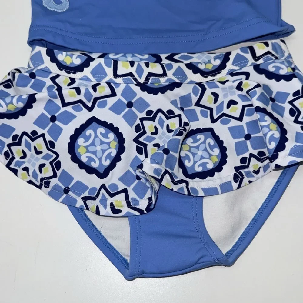 🔥Gymboree  Blue Rashguard Swim Set with Geometric Pattern - Picture 3 of 5